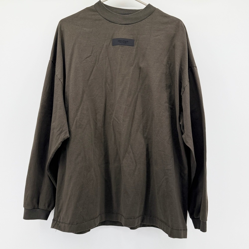 Fear of God Essentials Mens Long Sleeve T-Shirt Olive Green Size S RN090233